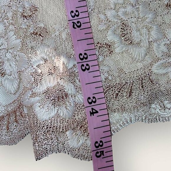 Flora Nikrooz Womens‎ Robe Sz S Open Front Cream Lace Intimates Minimalist Relax - Picture 10 of 10